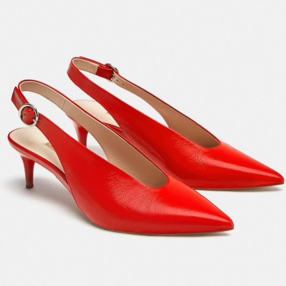 zara red slingbacks